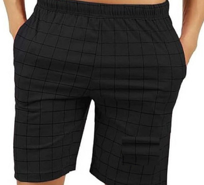 MRB Checkered Men Black Regular Shorts
