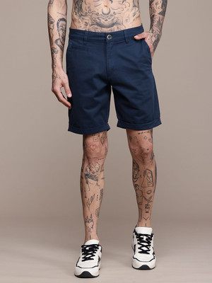 Roadster Solid Men Blue Chino Shorts
