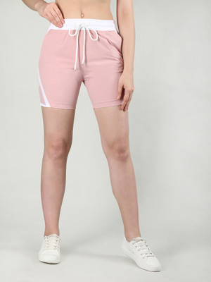 CHKOKKO Striped Women Pink Regular Shorts
