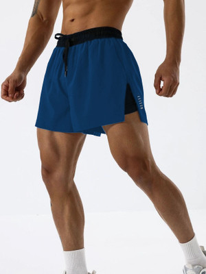 CULISH Solid Men Blue Gym Shorts