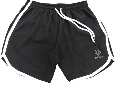 maxian Solid Men Black Regular Shorts, Running Shorts