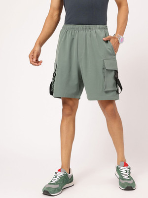 Kook N Keech Solid Men Green Regular Shorts