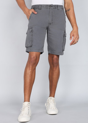 INDIAN TERRAIN Solid Men Grey Cargo Shorts