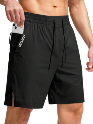 Culish Trend Solid Men Black Gym Shorts, Running Shorts, Sports Shorts