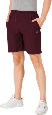 Just Live Fashion Solid Men Maroon Regular Shorts