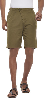 7 Alt by Pantaloons Solid Men Green Regular Shorts