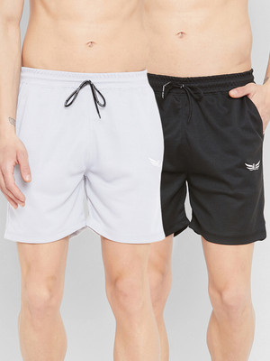 Chrome & Coral Mesh Men Black, White Regular Shorts