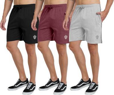 FTX Solid Men Black, Maroon, Grey Basic Shorts