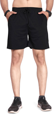 Qlonz Store Solid Men Black Basic Shorts