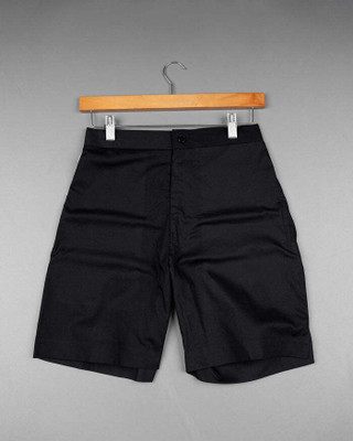 french crown Solid Men Black Regular Shorts