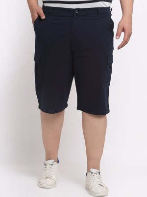 PLUSS Solid Men Blue Regular Shorts