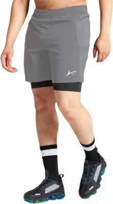 Prosharx Solid Men Grey Sports Shorts