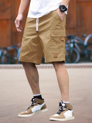 Pitzz Solid Men Brown Cargo Shorts