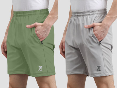 INDICLUB Solid Men Light Green, Grey Casual Shorts