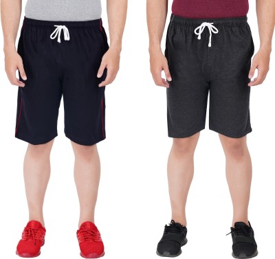 FEEL TRACK Solid Men Dark Blue, Dark Grey Regular Shorts