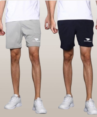 skyrow Graphic Print Men Grey, Dark Blue Regular Shorts