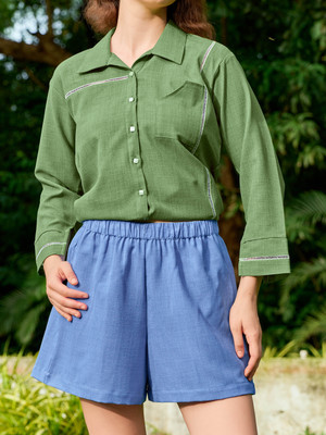 PURVAJA Solid Women Blue Regular Shorts