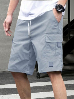 Pitzz Solid Men Grey Cargo Shorts