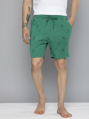 Mast & Harbour Printed Men Light Green Regular Shorts