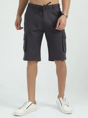 Bellaciao Clothings Co Solid Men Dark Grey Cargo Shorts