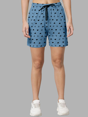 Hare Krishna Printed Women Light Blue Regular Shorts