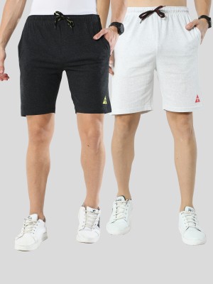 FERVORO Solid Men Grey, White Casual Shorts
