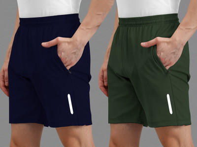AVOLT Solid Men Blue, Dark Green Casual Shorts