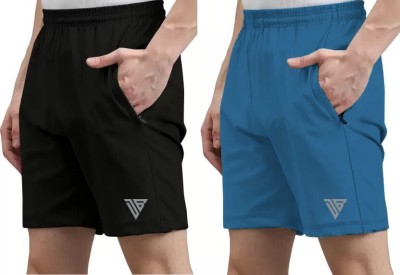 DonBaller Solid Men Black, Light Blue Casual Shorts