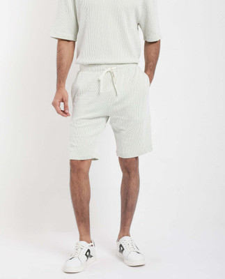 RARE RABBIT Striped Men Green Regular Shorts