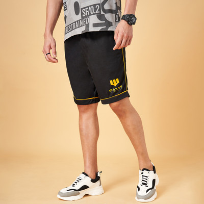 SF Jeans by Pantaloons Color Block Men Black Basic Shorts