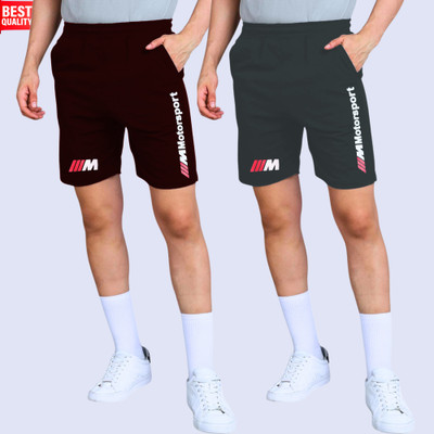 RK Costing Printed Men Maroon, Black Regular Shorts