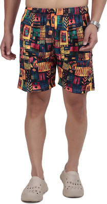 KIBITGER Geometric Print Men Multicolor Basic Shorts