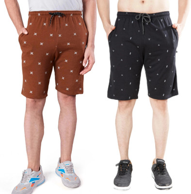 WILD CAMO Printed Men Maroon, Blue Regular Shorts
