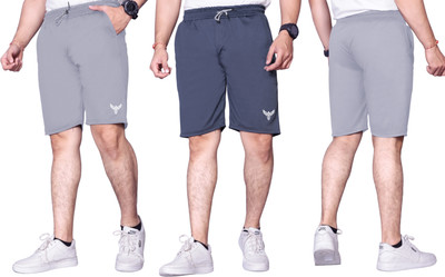 PTELRA Solid Men Dark Grey, Grey Basic Shorts