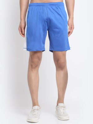 Invincible Solid Men Blue, White Sports Shorts