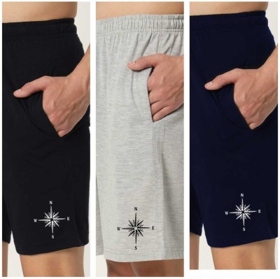 UJN Graphic Print Men Black, Grey, Blue Basic Shorts, Regular Shorts, Bermuda Shorts