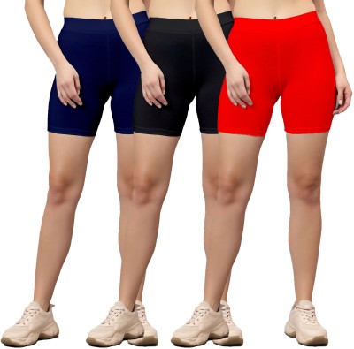 DIAZ Solid Women Multicolor Basic Shorts