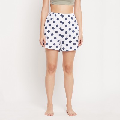 Clovia Polka Print Women White Basic Shorts