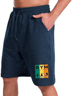 Peach Blossom Solid Men Blue Casual Shorts