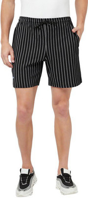 TT Striped Men Black Bermuda Shorts
