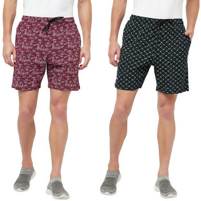 TT Printed Men Green, Maroon Beach Shorts
