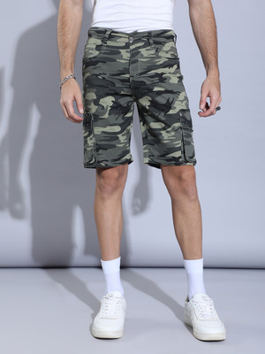 Hence Military Camouflage Men Dark Green Cargo Shorts