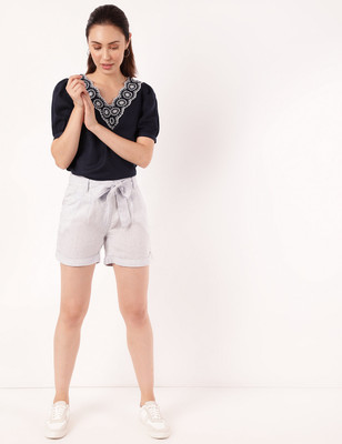 MARKS & SPENCER Solid Women Grey Casual Shorts