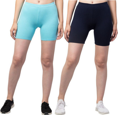 HiRRuX Solid Women Blue, Light Blue Regular Shorts, Night Shorts, Basic Shorts, Casual Shorts