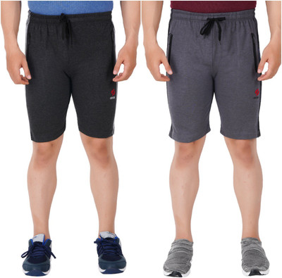 Guide Solid Men Black, Grey Bermuda Shorts