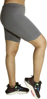 pinkshell Solid Women Grey Sports Shorts