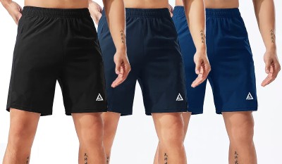 AVOLT Solid Men Black, Dark Blue, Blue Sports Shorts, Gym Shorts, Basic Shorts, Regular Shorts, Running Shorts