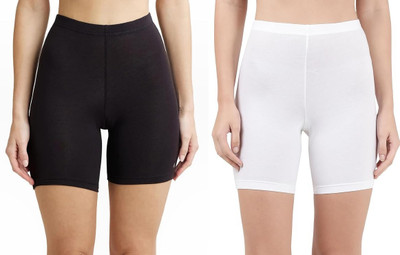 Darshita Fashion Solid Women Black, White Cycling Shorts