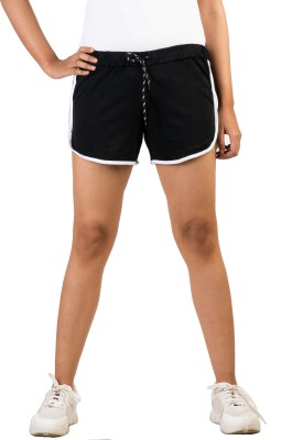 POWERmerc Solid Women Black Hotpants