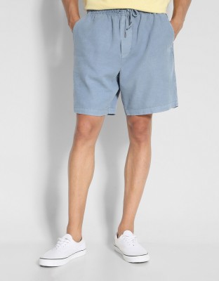 American Eagle Solid Men Blue Casual Shorts